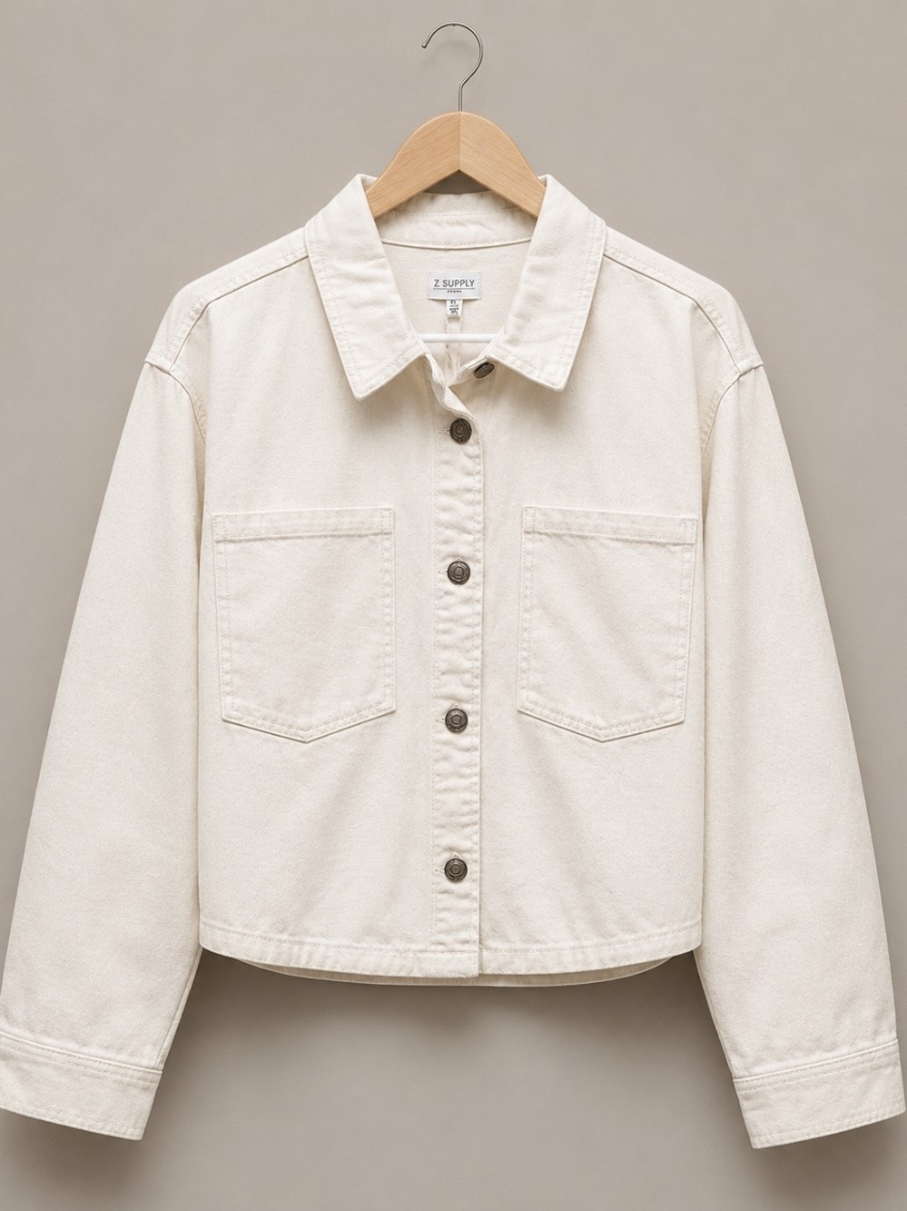 Z Supply Women's Cropped Cream Denim Jacket - NWT - Picture 5 of 10
